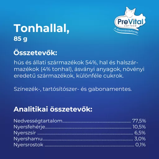 PreVital Mousse teljes értékű állateledel felnőtt macskák számára tonhallal 85 g