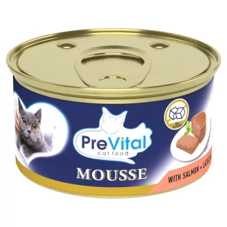   PreVital Mousse teljes értékű állateledel felnőtt macskák számára lazaccal 85 g