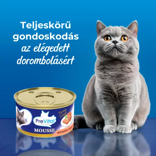 PreVital Mousse teljes értékű állateledel felnőtt macskák számára lazaccal 85 g