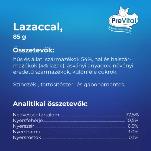 PreVital Mousse teljes értékű állateledel felnőtt macskák számára lazaccal 85 g
