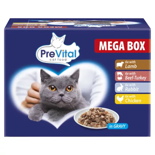 PreVital teljes értékű állateledel felnőtt macskák számára szószban 24 x 100 g