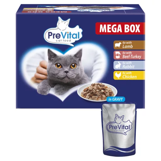 PreVital teljes értékű állateledel felnőtt macskák számára szószban 24 x 100 g
