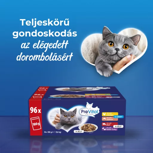 PreVital teljes értékű állateledel válogatás felnőtt macskák számára 96 x 100 g
