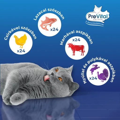 PreVital teljes értékű állateledel válogatás felnőtt macskák számára 96 x 100 g