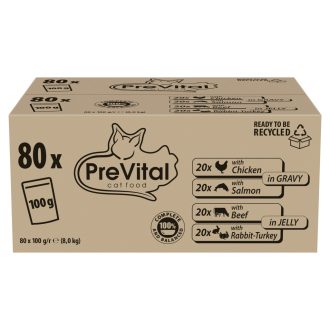 PreVital Pouch nedves macskaeledel 80x100g vegyes