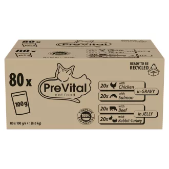   PreVital teljes értékű állateledel felnőtt macskák számára 80 x 100 g
