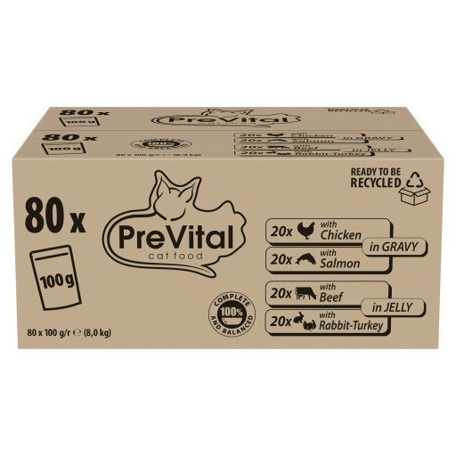 PreVital Pouch nedves macskaeledel 80x100g vegyes