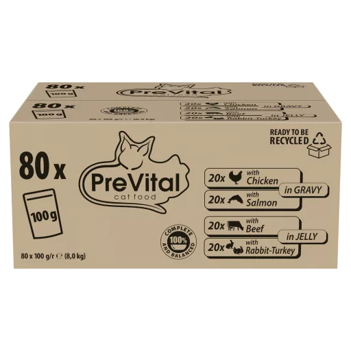 PreVital teljes értékű állateledel felnőtt macskák számára 80 x 100 g