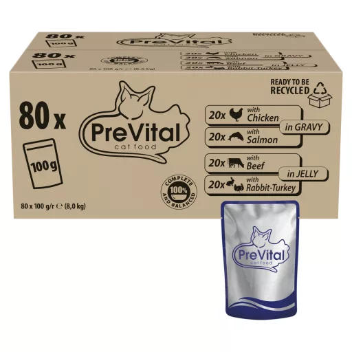 PreVital teljes értékű állateledel felnőtt macskák számára 80 x 100 g