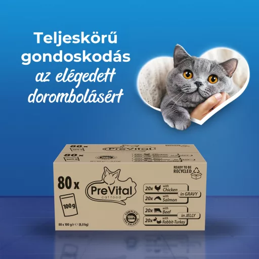 PreVital teljes értékű állateledel felnőtt macskák számára 80 x 100 g