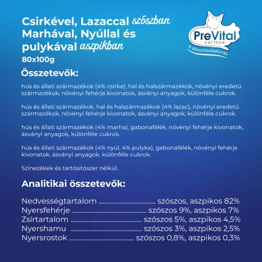 PreVital teljes értékű állateledel felnőtt macskák számára 80 x 100 g