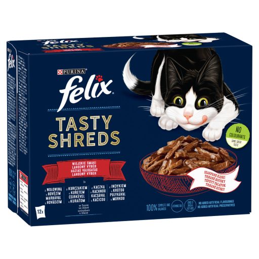 Purina Felix Shreds házias válogatás szószban nedves macskaeledel 12 x 80 g