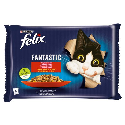 Purina Felix Fantastic nyúllal/báránnyal aszpikban nedves macskaeledel 4 x 85 g