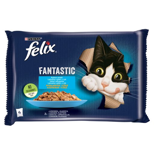 Purina Felix Fantastic lazaccal/lepényhallal aszpikban nedves macskaeledel 4 x 85 g (340 g)
