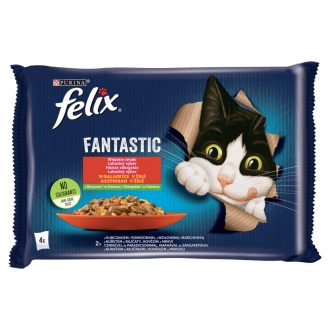   Purina Felix Fantastic csirkével és marhával és zöldséggel aszpikban macskaeledel 4 x 85 g