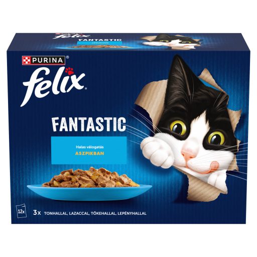Purina Felix Fantastic halas válogatás aszpikban nedves macskaeledel 12 x 85 g (1,02 kg)