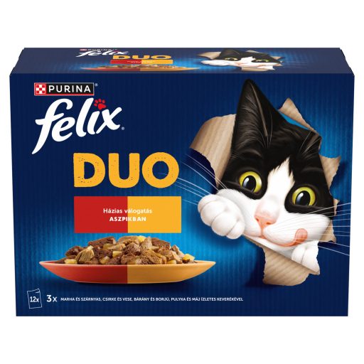 Purina Felix Fantastic Duo házias válogatás aszpikban nedves macskaeledel 12 x 85 g (1,02 kg)