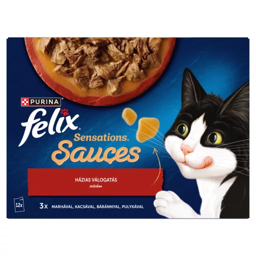 Purina Felix Sensations Sauces házias válogatás szószban nedves macskaeledel 12 x 85 g