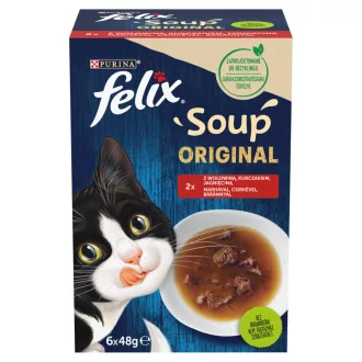   FELIX Soup Original nedves macskaeledel 6x48g Házias válogatás szószban