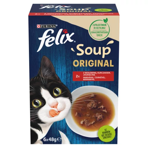 FELIX Soup Original nedves macskaeledel 6x48g Házias válogatás szószban