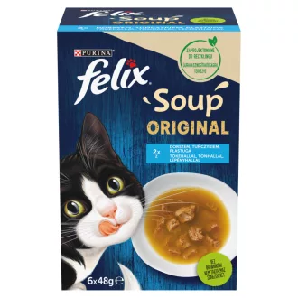   FELIX Soup Original nedves macskaeledel 6x48g Halas válogatás szószban