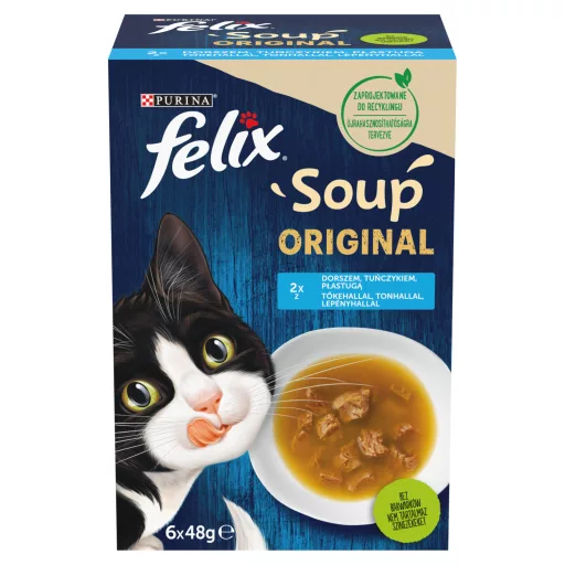 FELIX Soup Original nedves macskaeledel 6x48g Halas válogatás szószban