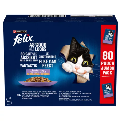 Felix Fantastic nedves macskaeledel 80x85g vegyes válogatás aszpikban