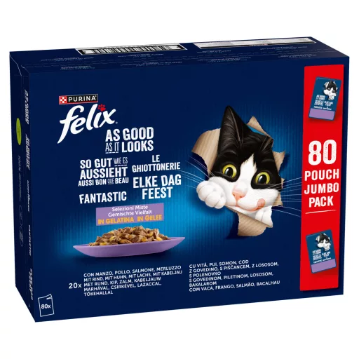 Felix Fantastic nedves macskaeledel 80x85g vegyes válogatás aszpikban