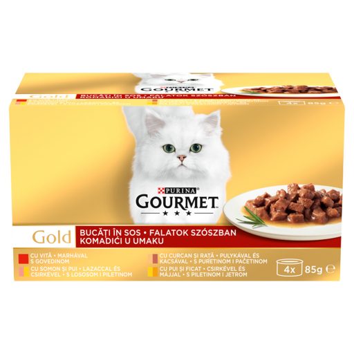 Purina Gourmet nedves macskaeledel 4x85g Gold falatok szószban