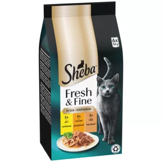   Sheba Fresh & Fine teljes értékű nedves eledel felnőtt macskáknak mártásban 6 x 50 g (300 g)