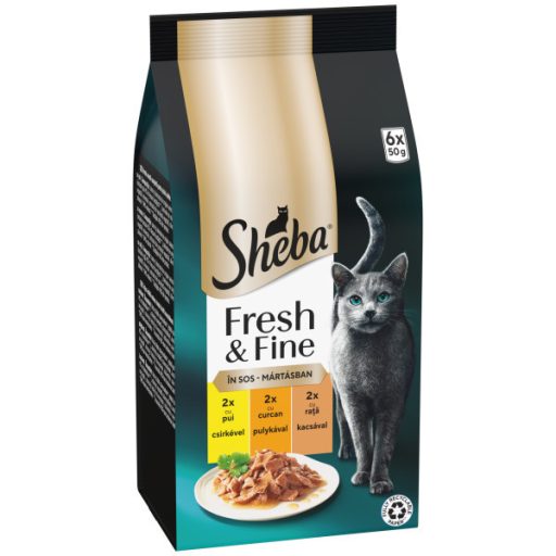 Sheba Fresh & Fine teljes értékű nedves eledel felnőtt macskáknak mártásban 6 x 50 g (300 g)