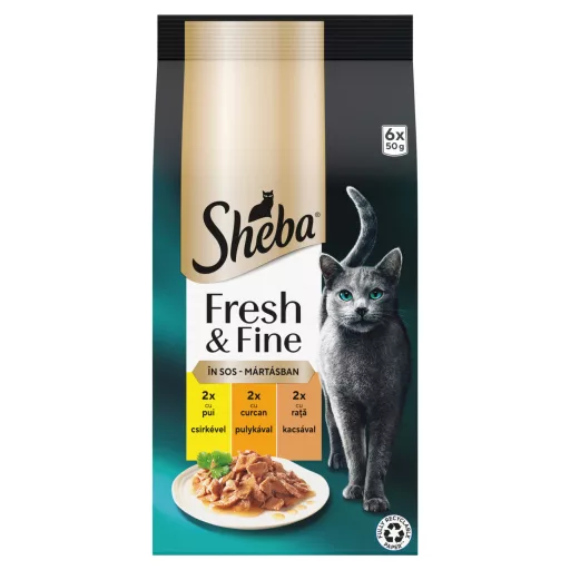 Sheba Fresh & Fine teljes értékű nedves eledel felnőtt macskáknak mártásban 6 x 50 g (300 g)