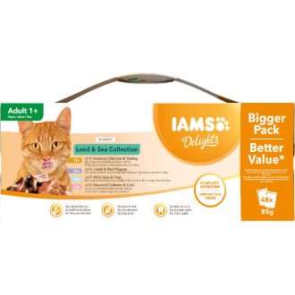 IAMS nedves macskaeledel 48x85g Cat Sea szószban Delights