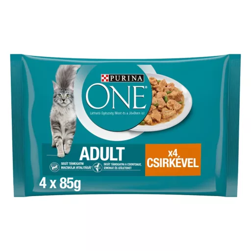 Purina One csirkével és zöldbabbal nedves macskaeledel 4 x 85 g (340 g)