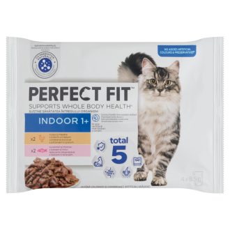   Perfect Fit Indoor 1+ teljes értékű állateledel mártásban felnőtt macskáknak 4 x 85 g (340 g)