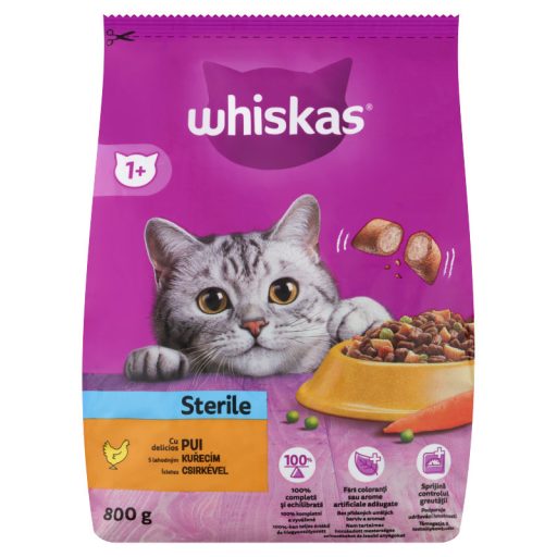 Whiskas Sterile teljes értékű szárazeledel felnőtt macskák számára csirkével 800 g