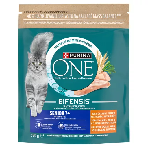 Purina One Senior 7+ teljes értékű állateledel 7 éves és idősebb macskák számára 750 g