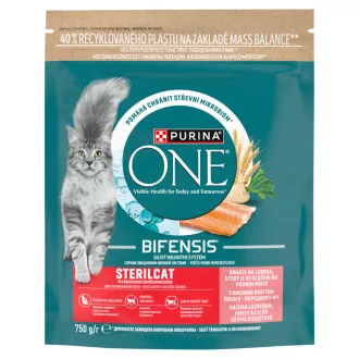   Purina One Sterilcat lazacban és búzában gazdag teljes értékű állateledel felnőtt macskáknak 750 g