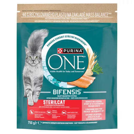 Purina One Sterilcat lazacban és búzában gazdag teljes értékű állateledel felnőtt macskáknak 750 g