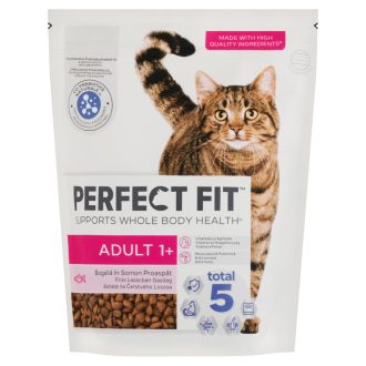   Perfect Fit Adult 1+ friss lazacban gazdag teljes értékű szárazeledel felnőtt macskák számára 750 g