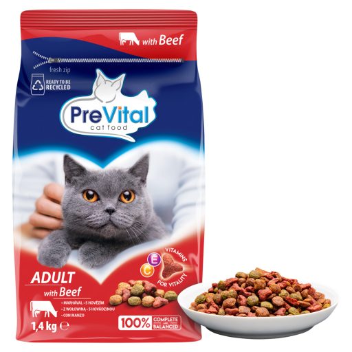PreVital teljes értékű állateledel felnőtt macskák számára marhával 1,4 kg