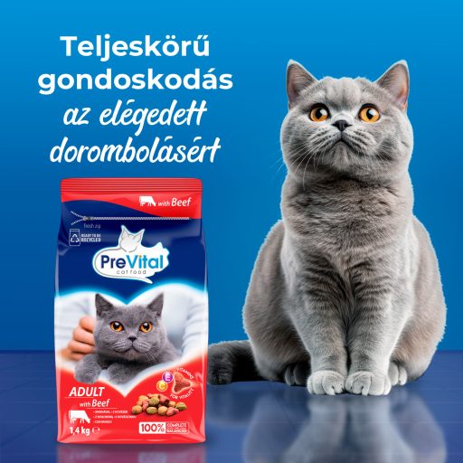 PreVital teljes értékű állateledel felnőtt macskák számára marhával 1,4 kg