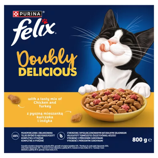 Purina Felix Doubly Delicious csirke és pulyka keverékével, céklával száraz macskaeledel 800 g
