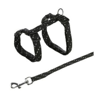 Trixie póráz+hám macskáknak 18-35cm - Fekete