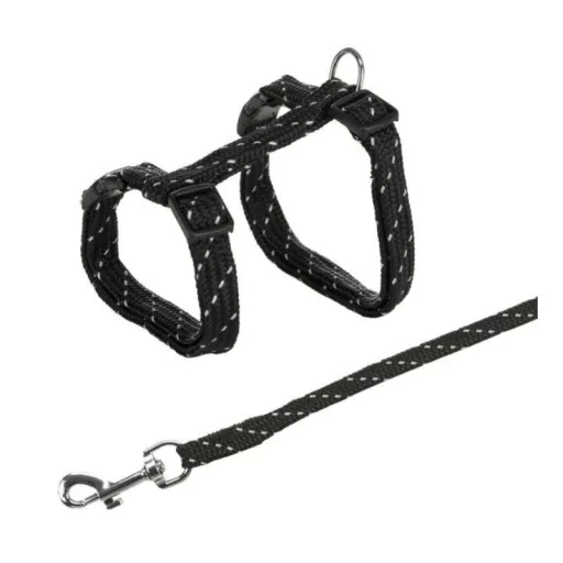 Trixie póráz+hám macskáknak 18-35cm - Fekete