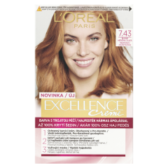 L'Oréal Paris Excellence Creme 7.43 Rézfényű aranyszőke hajfesték hármas ápolással