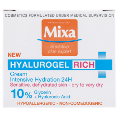 Mixa Hyalurogel Rich hialuronsavval gazdagított intenzíven hidratáló arcápoló, 50 ml