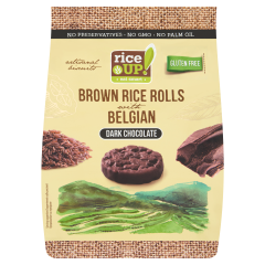 RiceUp! Eat Smart teljes kiőrlésű barna rizs snack étcsokoládéval 50 g