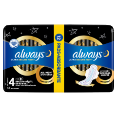 Always Ultra Secure Night (4-es Méretű) Szárnyas Betét Egészségügyi Betét, 12 Db