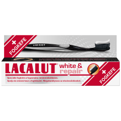Lacalut fogkrém 75ml white&repair + fogkefe Black Edition